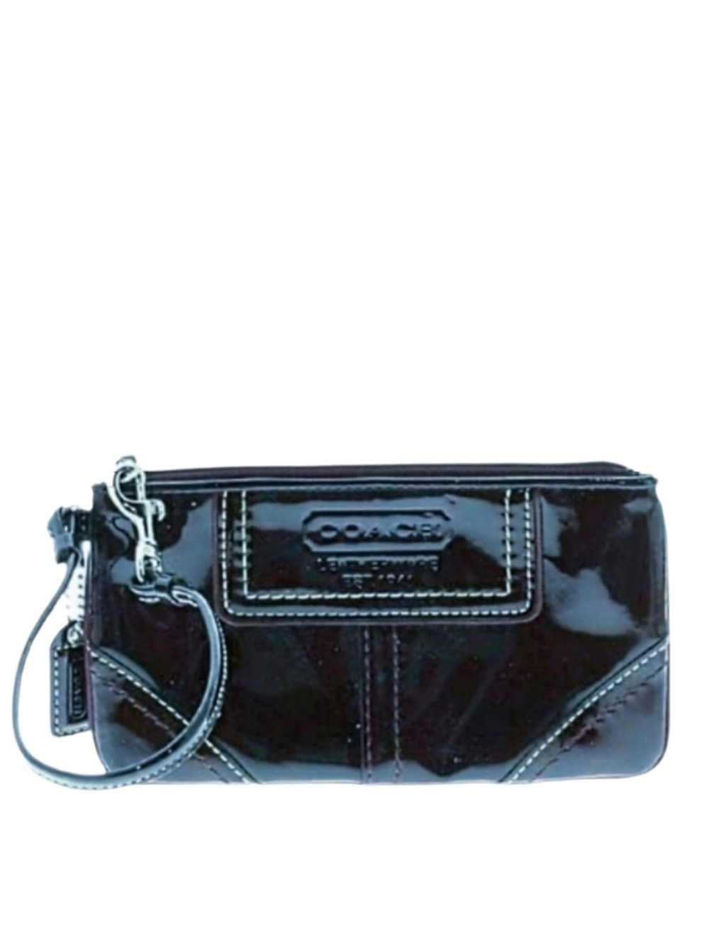 💙 Vintage Y2K Coach Midnight Dark Blue Patent Leather Wristlet Wallet Clutch
